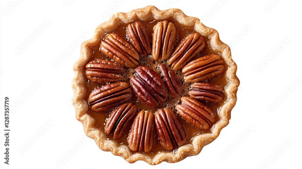 Baking a delicious pecan pie with caramel cream at a cozy bakery warm kitchen environment sweet dessert concept Baking a delicious pecan pie with caramel cream at a cozy bakery warm kitchen environment sweet dessert concept