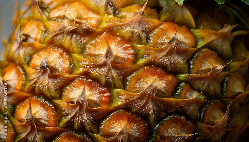 Hyper-detailed view of a fresh pineapple’s natural surface Hyper-detailed view of a fresh pineapple’s natural surface