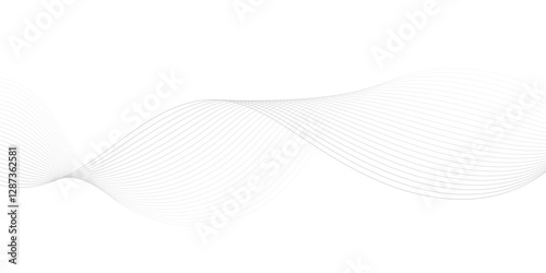 Abstract digital smooth white and grey curve wavy lines wave graphic thin white background design.