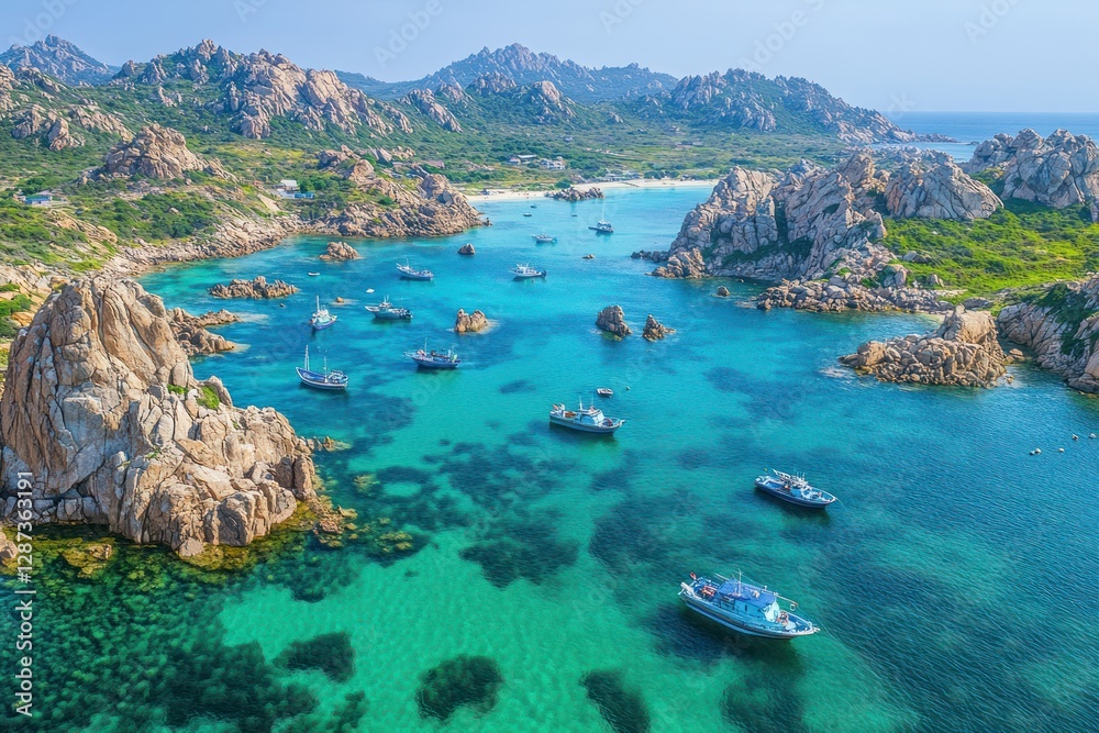 Fototapeta premium Stunning Aerial View of Sardinia's Turquoise Coastline