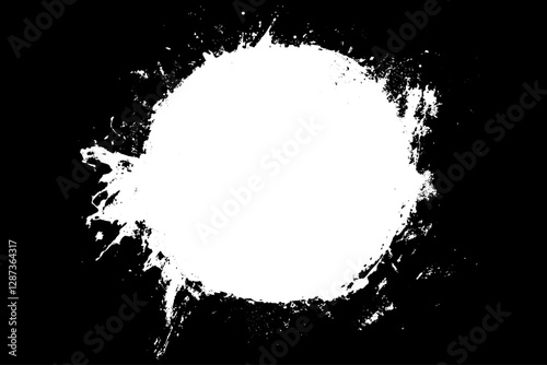 Abstract Grunge Splatter Circle Design with High Contrast Black and White Texture