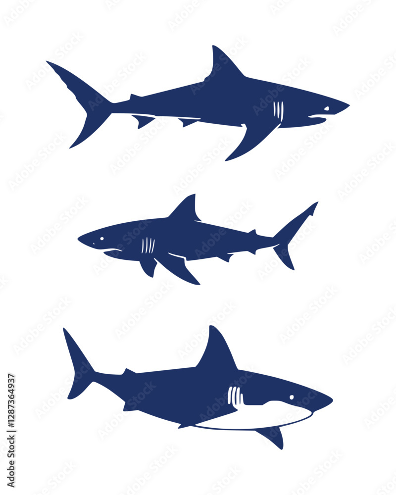 Fototapeta premium Minimalist shark illustrations