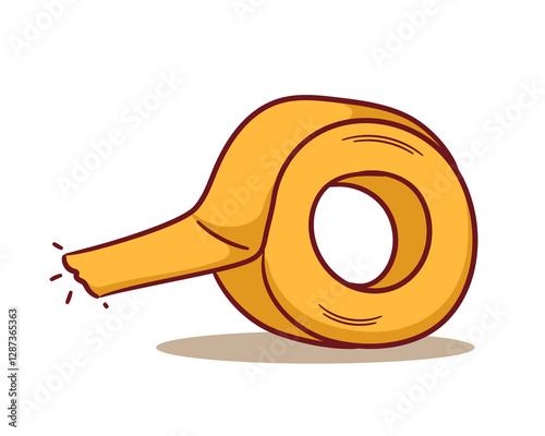 Insulating adhesive tape cartoon illustration. Stationary back to school concept design. Hand drawn flat style vector.