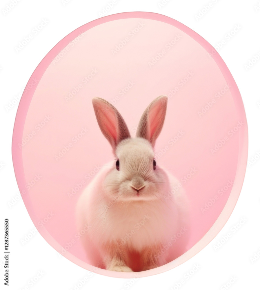 Fototapeta premium PNG A rabbit in a pastel pink hole rodent animal mammal.