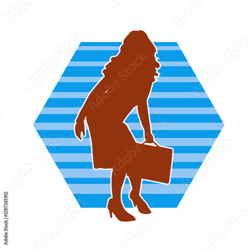 Silhouette of a secretary or female office worker wearing formal business suit.