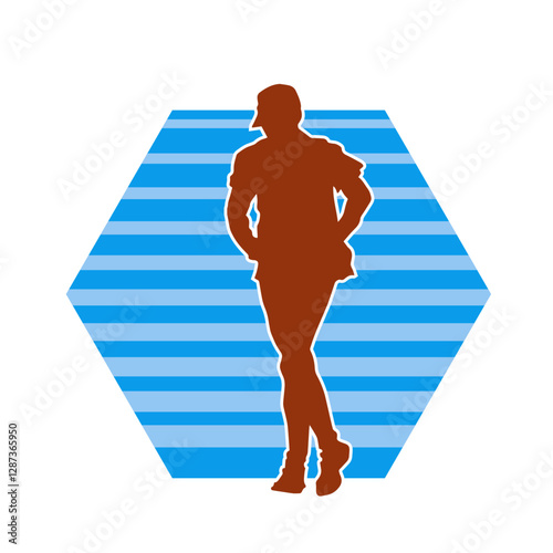 Silhouette of a sporty man in running pose. Silhouette of a male run pose.