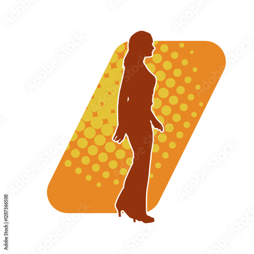 Silhouette of a secretary or female office worker wearing formal business suit.