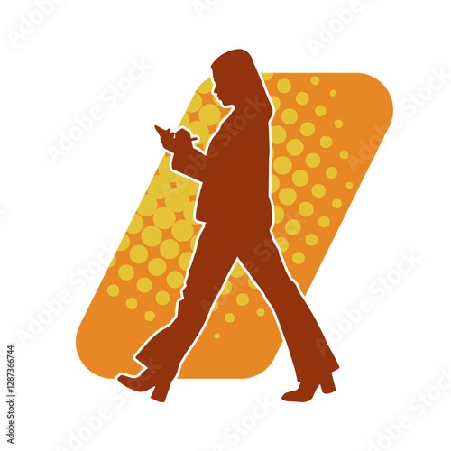 Silhouette of a secretary or female office worker wearing formal business suit.