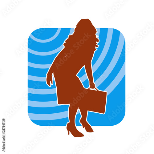 Silhouette of a secretary or female office worker wearing formal business suit.