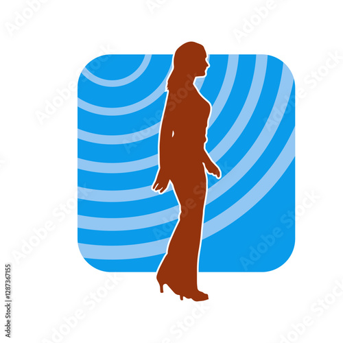 Silhouette of a secretary or female office worker wearing formal business suit.