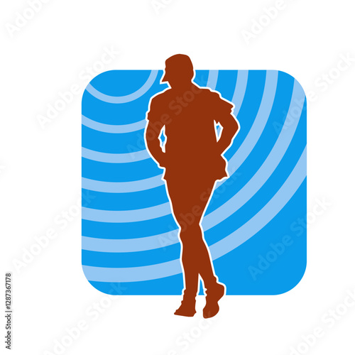 Silhouette of a sporty man in running pose. Silhouette of a male run pose.