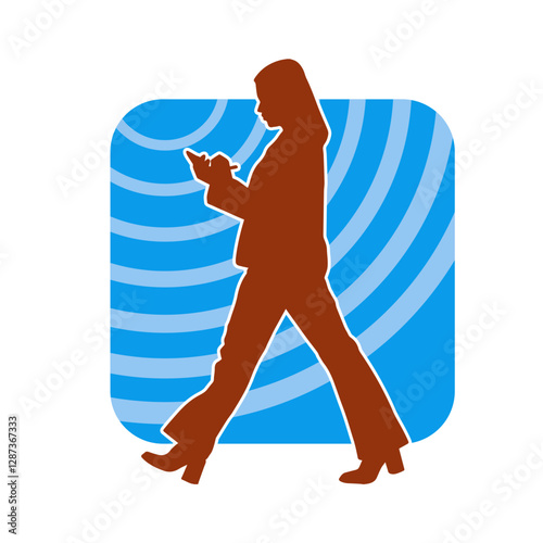 Silhouette of a secretary or female office worker wearing formal business suit.