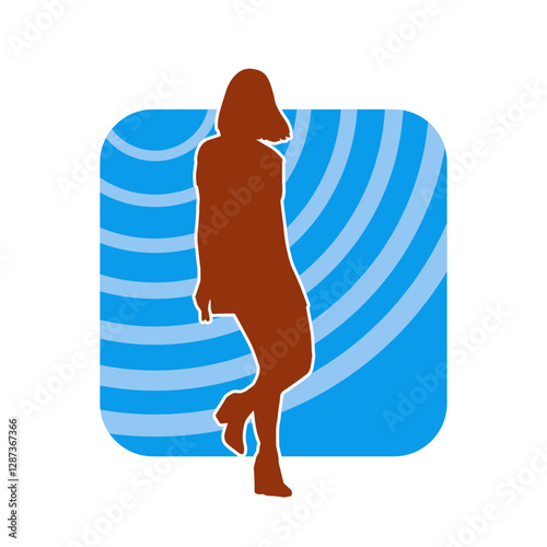 Silhouette of a secretary or female office worker wearing formal business suit.