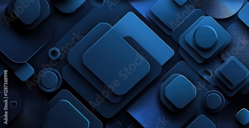 Abstract Blue Geometric Shapes Background: A Digital Art Design