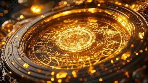 Wallpaper Mural Glowing Golden Celestial Compass Intricate Design Torontodigital.ca
