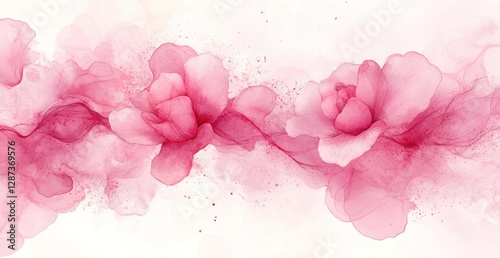 Abstract Pink Floral Watercolor Painting: Delicate Roses in a Flowing Composition