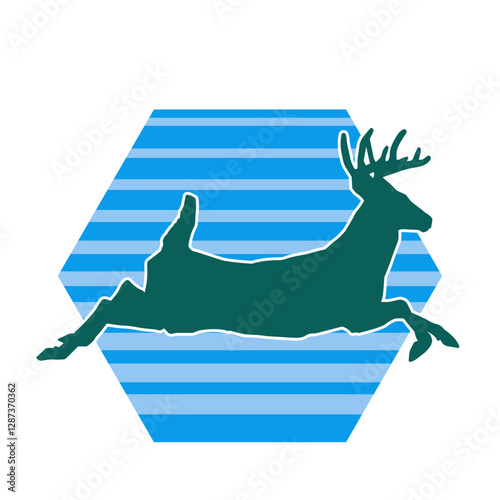 Silhouette of a deer wild forest animal with antlers.