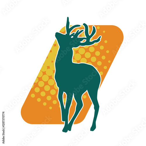 Silhouette of a deer wild forest animal with antlers.