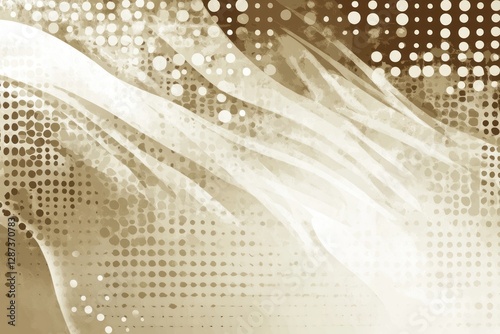 Abstract Beige and White Swirling Design with Dotted Background