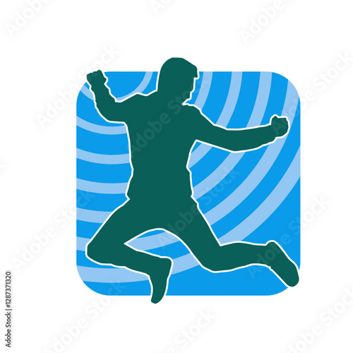 Silhouette of a male dancer in performing pose. Silhouette of a dancing man.