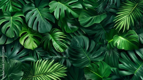 Wallpaper Mural Exploring tropical foliage patterns lush jungle digital art vibrant environment aerial perspective green leaf concept Torontodigital.ca