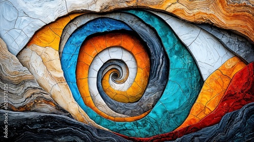 A mesmerizing swirl of colors creates an eye-like appearance, showcasing dynamic patterns and textures that celebrate the beauty of nature in an abstract manner, inspiring wonder.