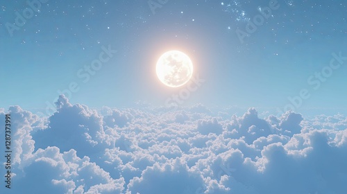 Serene Night Sky Above a Sea of Clouds