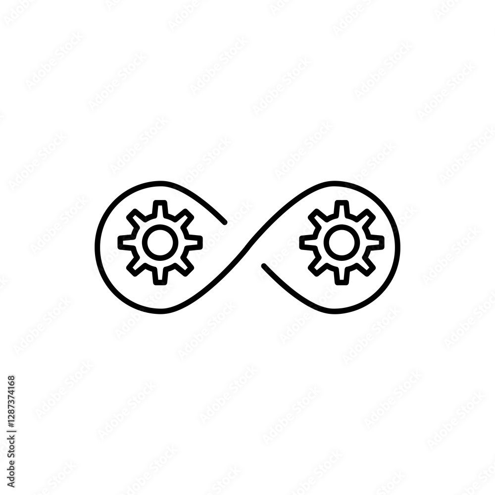 Obraz premium Continuous changes icon, vector flat black simple linear illustration for web and app..eps