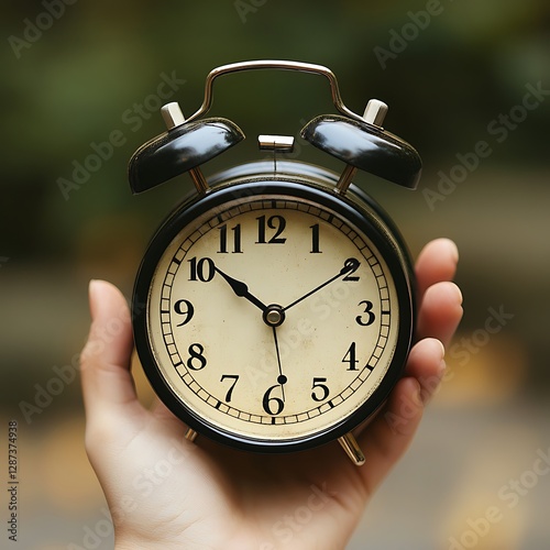 Wallpaper Mural Hand holding vintage alarm clock outdoors Torontodigital.ca