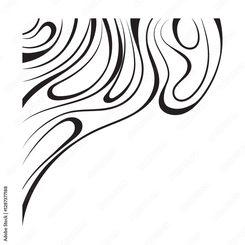 Naklejka premium Abstract Border Wavy Minimal Line Art