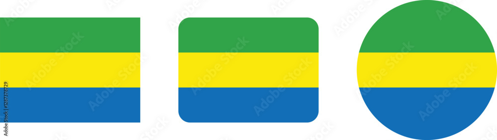 The Flag of Gabon in Different Shapes The Flag of Gabon in Different Shapes