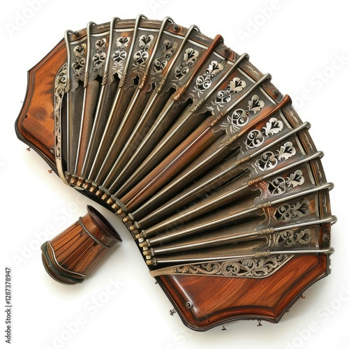 High Definition View of a Photo Bandoneon, Isolated on a White Background