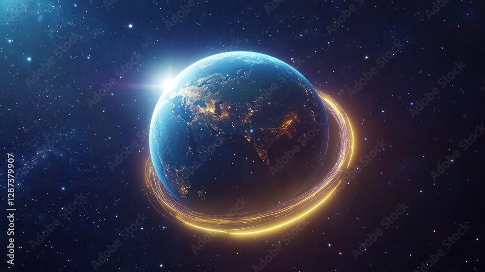 Obraz premium Earth's Enigmatic Glow: A Celestial Tapestry of Light and Wonder