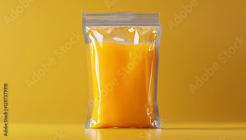 Juice Pouch on Yellow Background
