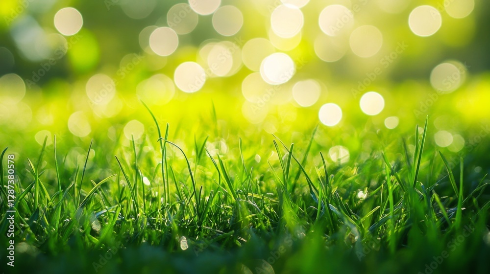 Fototapeta premium Capturing nature's essence vibrant green grass bokeh outdoors photography natural setting close-up vibrant green grass bokeh