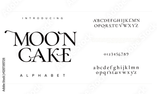 Mooncake typography beauty fashion elegant minimalist serif italic fonts decorative wedding vintage retro logos. Minimal luxury font alphabet logo. Vector illustration