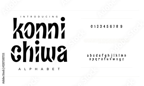 Konnichiwa typography beauty fashion elegant minimalist serif italic fonts decorative wedding vintage retro logos. Minimal luxury font alphabet logo. Vector illustration