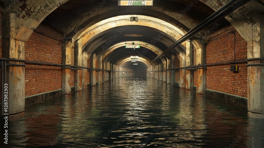custom made wallpaper toronto digitalMysterious Underground Canal Station with Calm Water Reflection