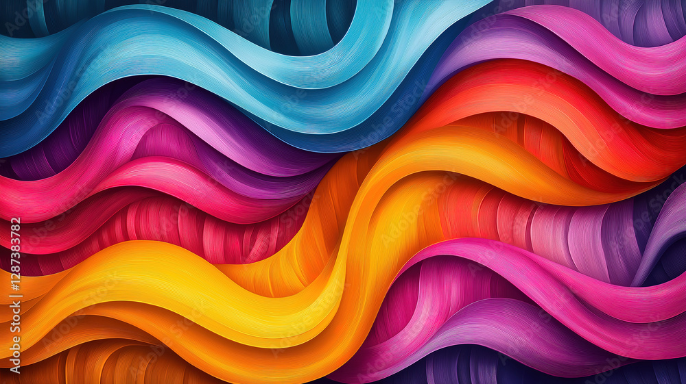 An abstract wave pattern in vibrant colors adding depth and texture to the background