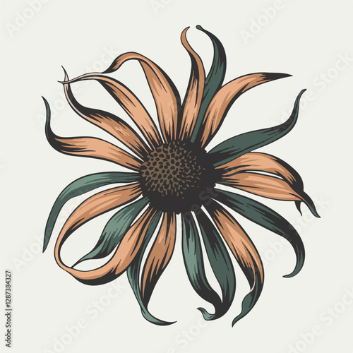 A Flat-Style Wilted flower on a Plain White Background