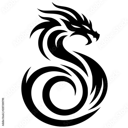 Wallpaper Mural Black dragon symbol silhouette Torontodigital.ca