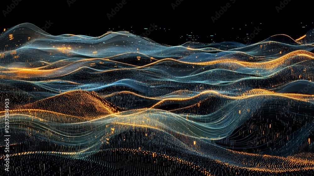Obraz premium Pulsating data illuminating virtual circuitry digital realm visual art cybernetic environment futuristic perspective data visualization