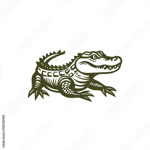 Wallpaper Mural Stylized Alligator Illustration Reptile Graphic Green Crocodile Design Torontodigital.ca