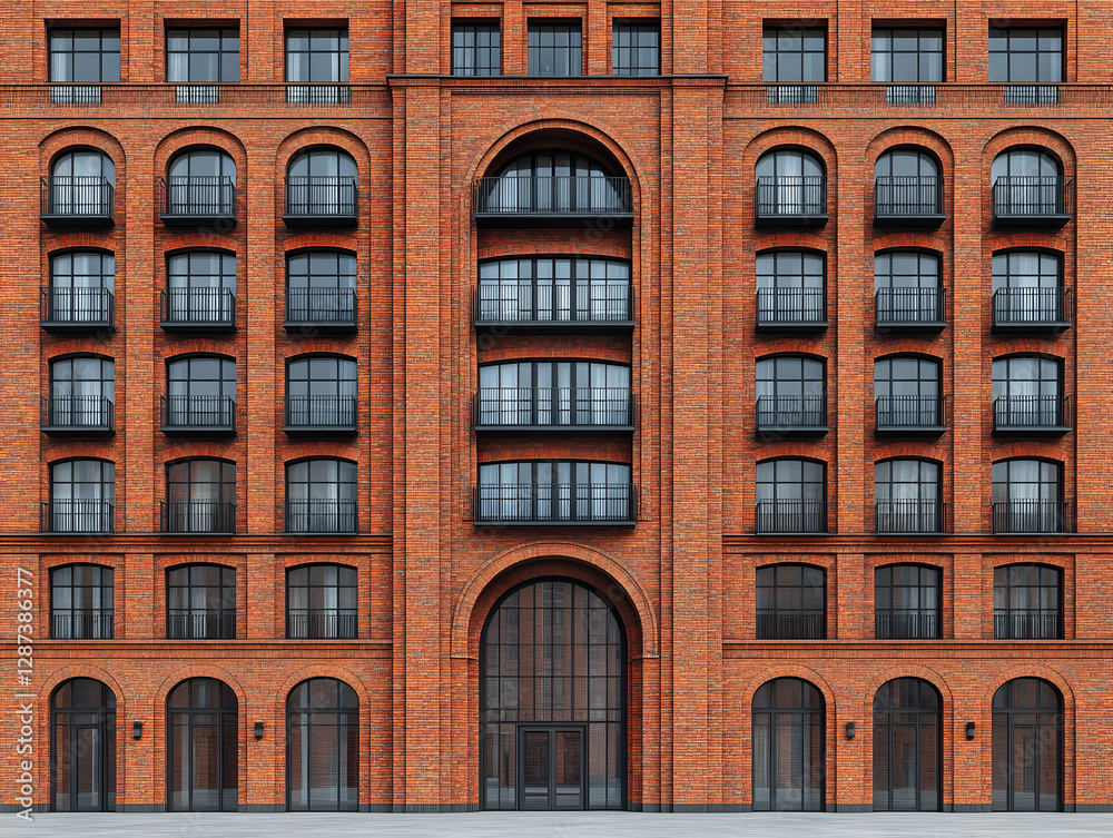 Fototapeta premium Brick Building Exterior 3D Illustration