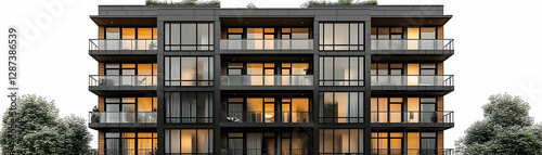 Modern Apartment Building 3D Illustration