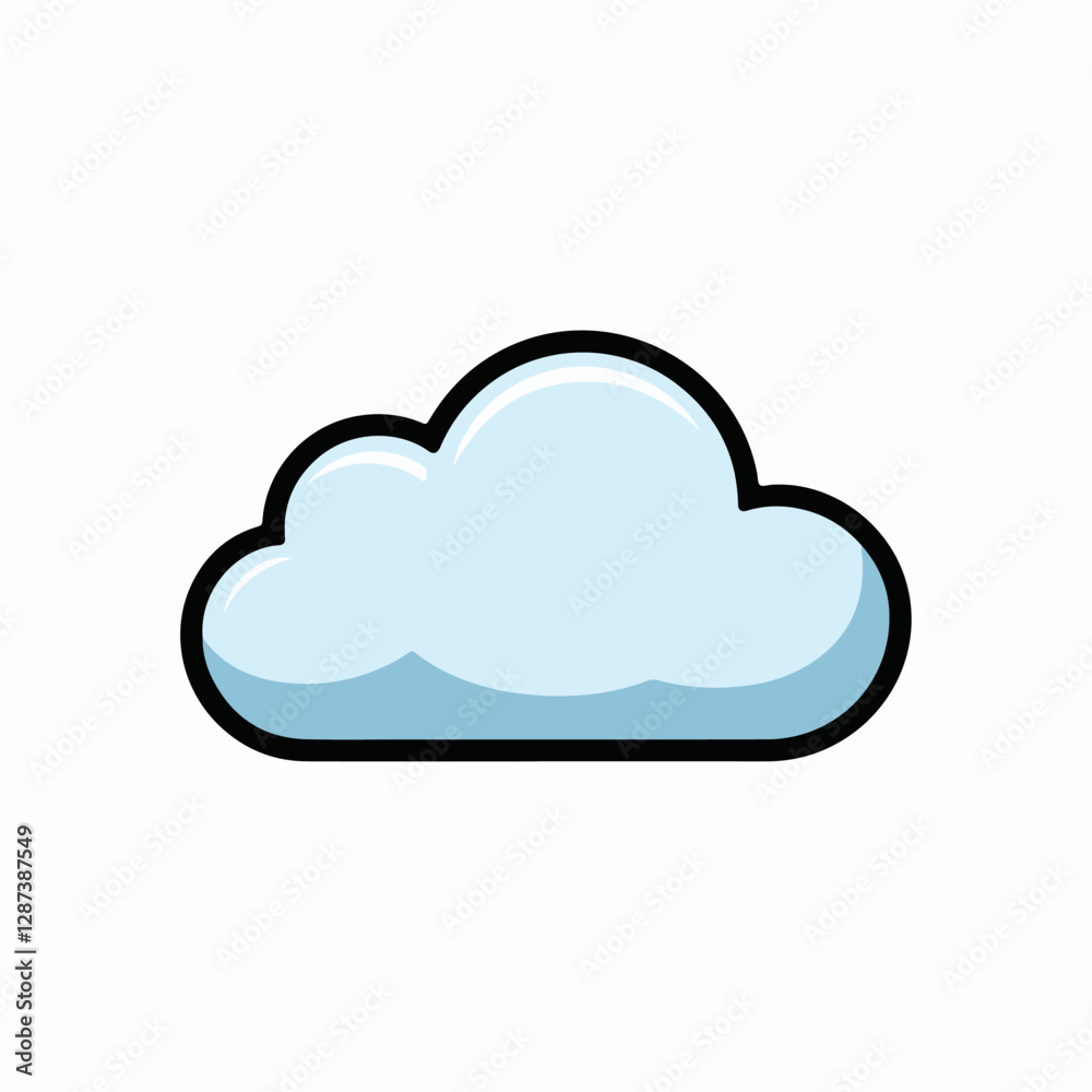 A Flat-Style Small Cloud on a Plain White Background A Flat-Style Small Cloud on a Plain White Background