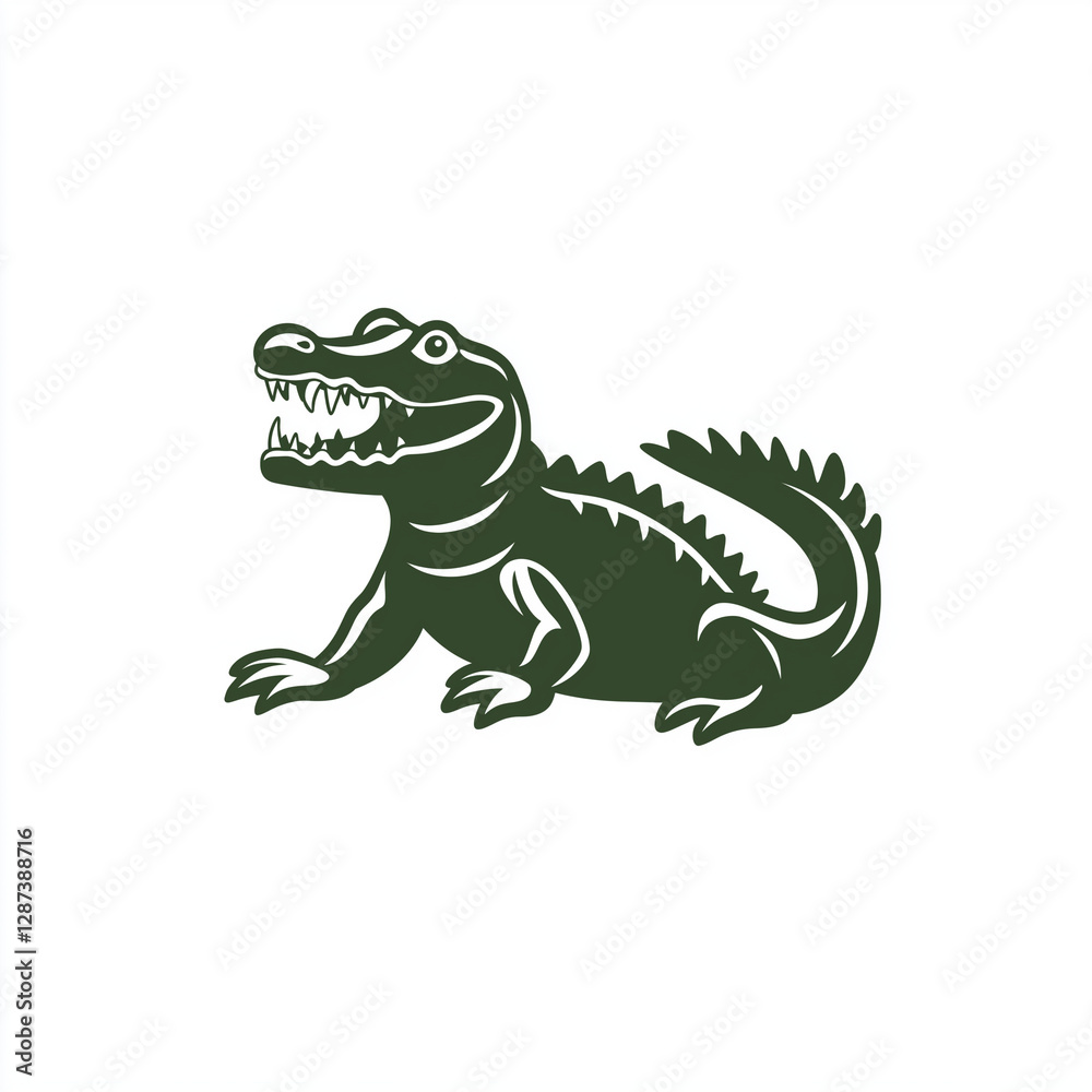 Obraz premium Green Alligator Illustration Reptile Logo Wildlife Design