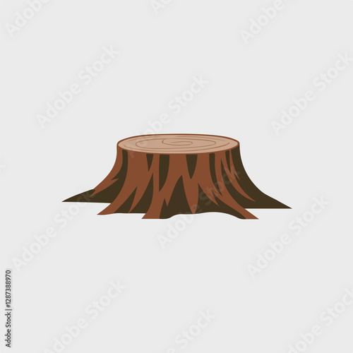A Flat-Style tree stump on a Plain White Background