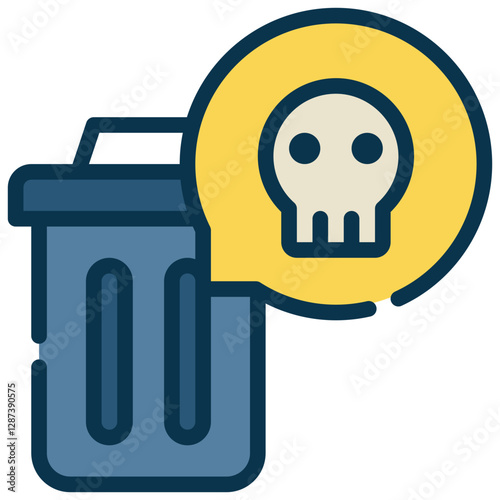 danger waste skull trash bin management filled outline icon