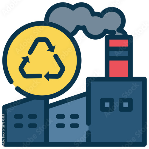 factory environment pollution recycle waste management filled outline icon
